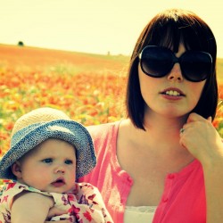 Mother and child in a field