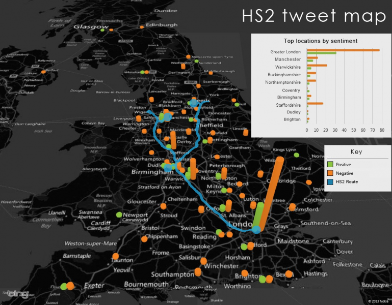 HS2 on Twitter by location