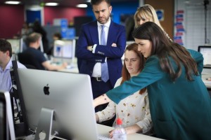 Journalists put together the first edition of Trinity Mirror's brand new national newspaper, The New Day at Canada Square, Canary Wharf.