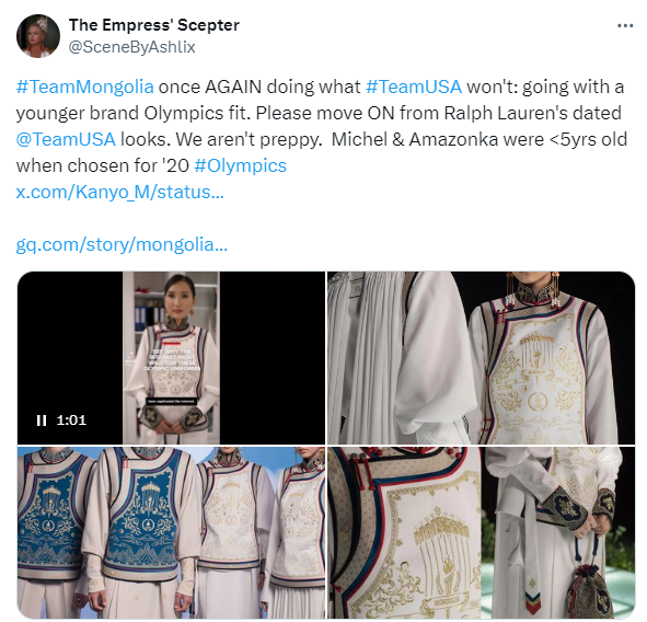 X post comparing Olympic uniforms